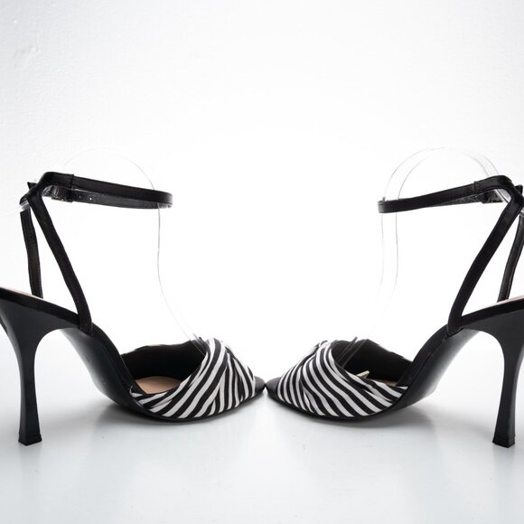 ZARA Trafaluc black white stripe high heels size 40 - Picture 8 of 12